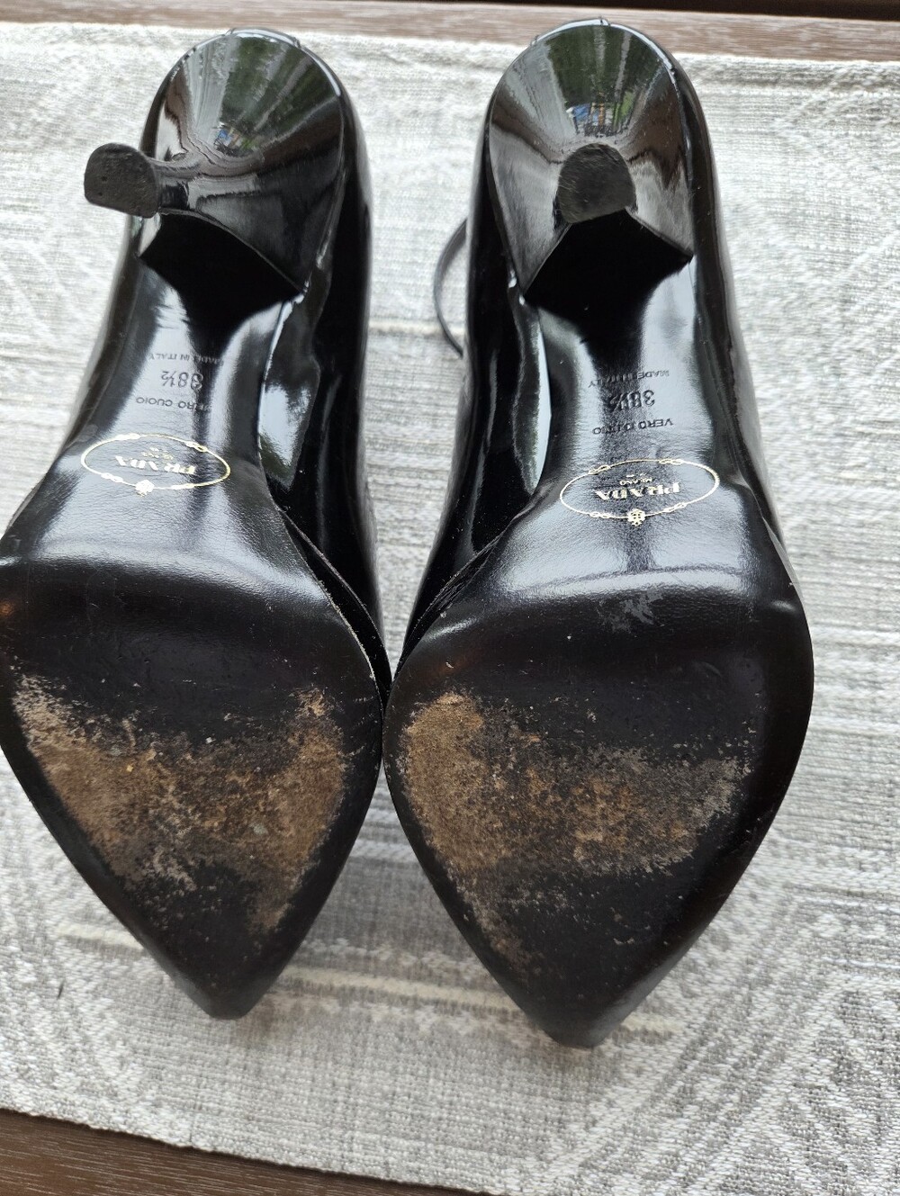 Prada Black Patent Leather Pointed-Toe Ankle-Strap Pumps - Picture 9 of 14